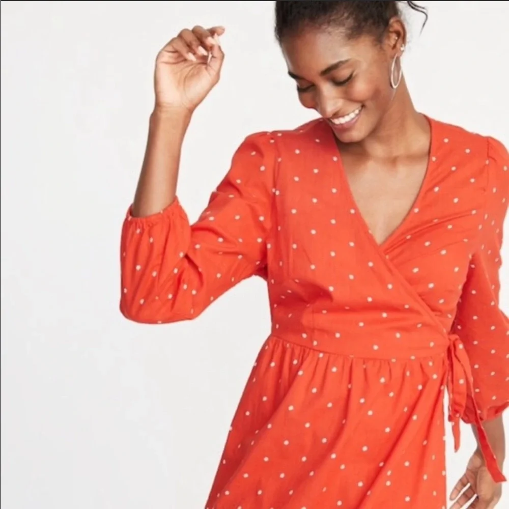 Old Navy Red Floral Wrap Dress Plus Size 3X - Picture 2 of 8